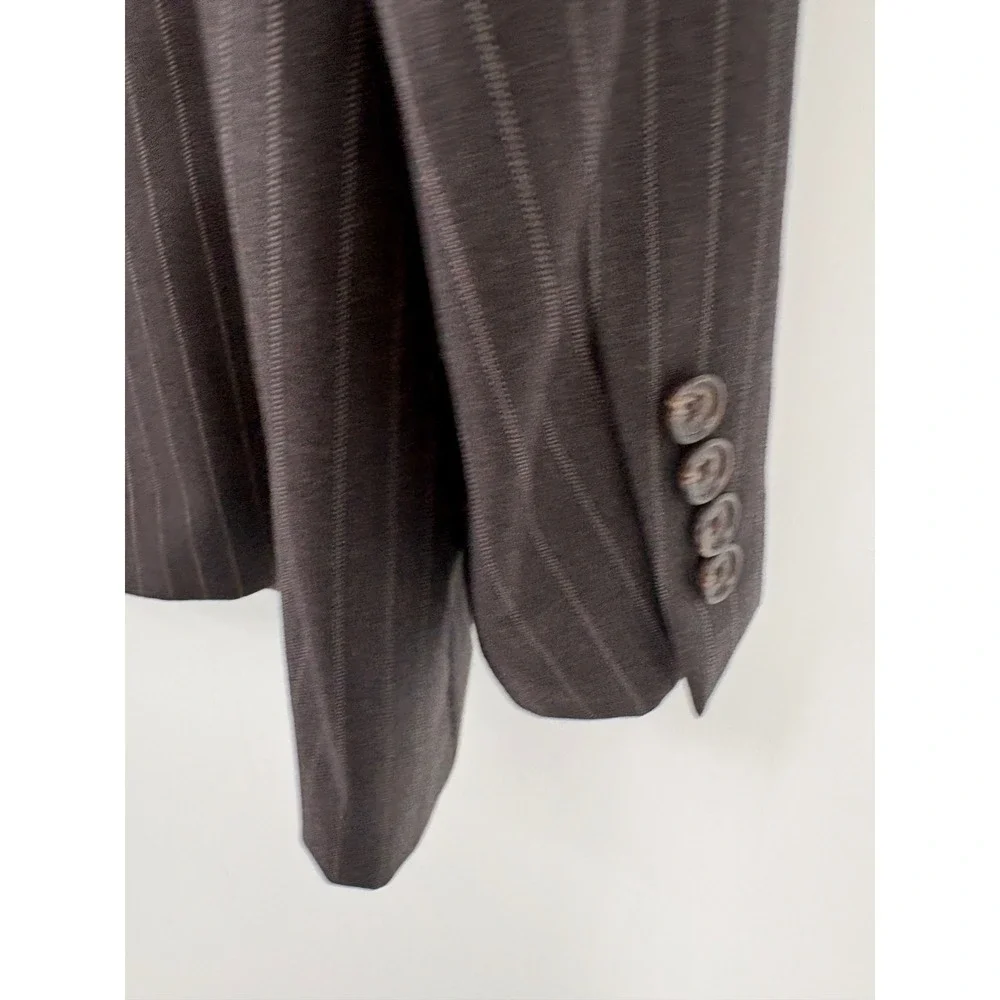Lauren Ralph Lauren Suit Jacket Mens 44S Brown Pinstripe 100% Wool Blazer Coat